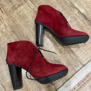 TOD’s Elegant Red Women's Ankle Boots